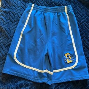 NCAA Blue and White Athletic Shorts with Elastic Waistband
